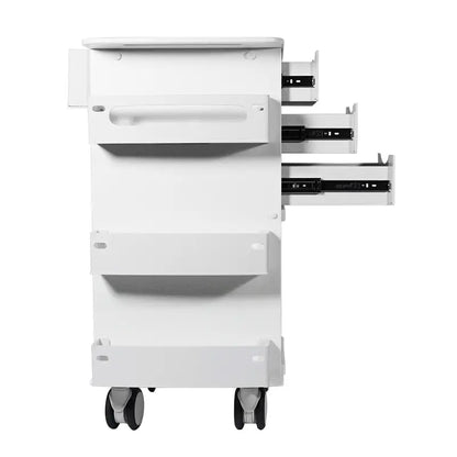 TrippNT 53370 Core DX Sliding Door Cart - 3 Full-Extension Locking Drawers Open