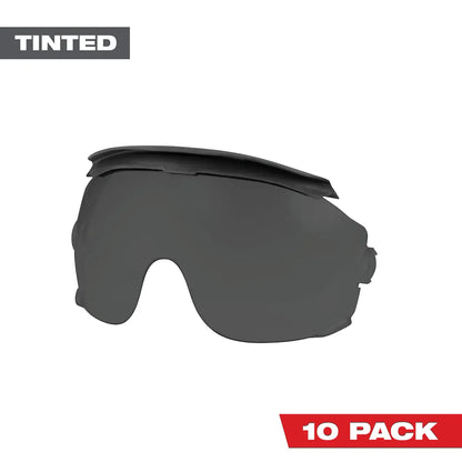 Milwaukee 10pk Gasketed Tinted Eye Visor Replacement Lenses (BOLT Safety Helmet & BOLT Hard Hat Mount) 48-73-1455 | 10-Piece