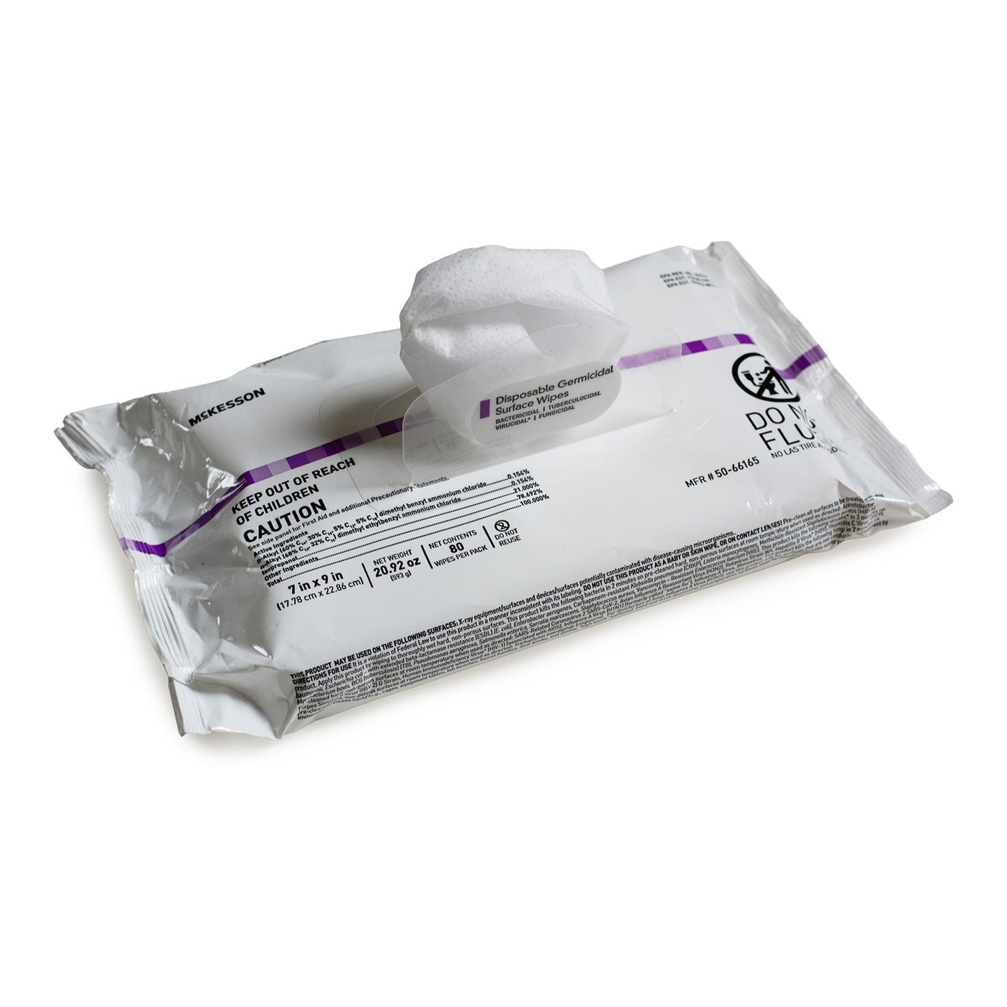 McKesson Premoistened Germicidal Wipe Surface Disinfectant Cleaner
