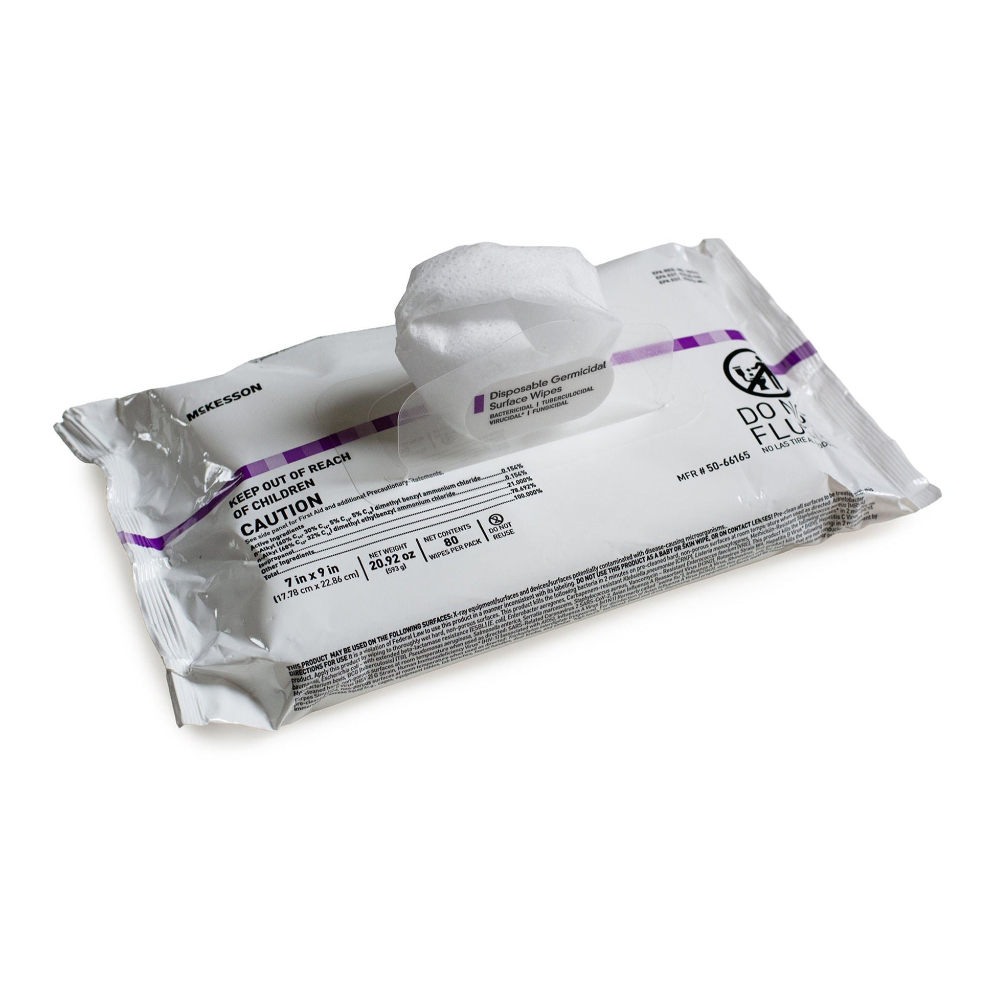 McKesson Premoistened Germicidal Wipe Surface Disinfectant Cleaner