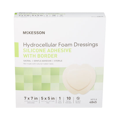 McKesson Silicone Adhesive with Border Silicone Foam Dressing, Sacral