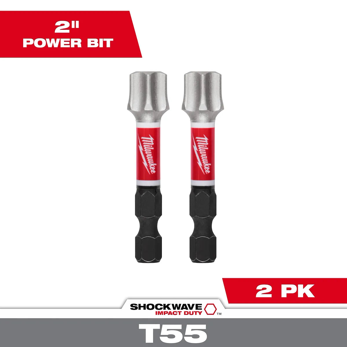Milwaukee SHOCKWAVE Impact Duty 2" T55 Impact Bits 2PK 48-32-6004 | T55 Drive, 2-Piece