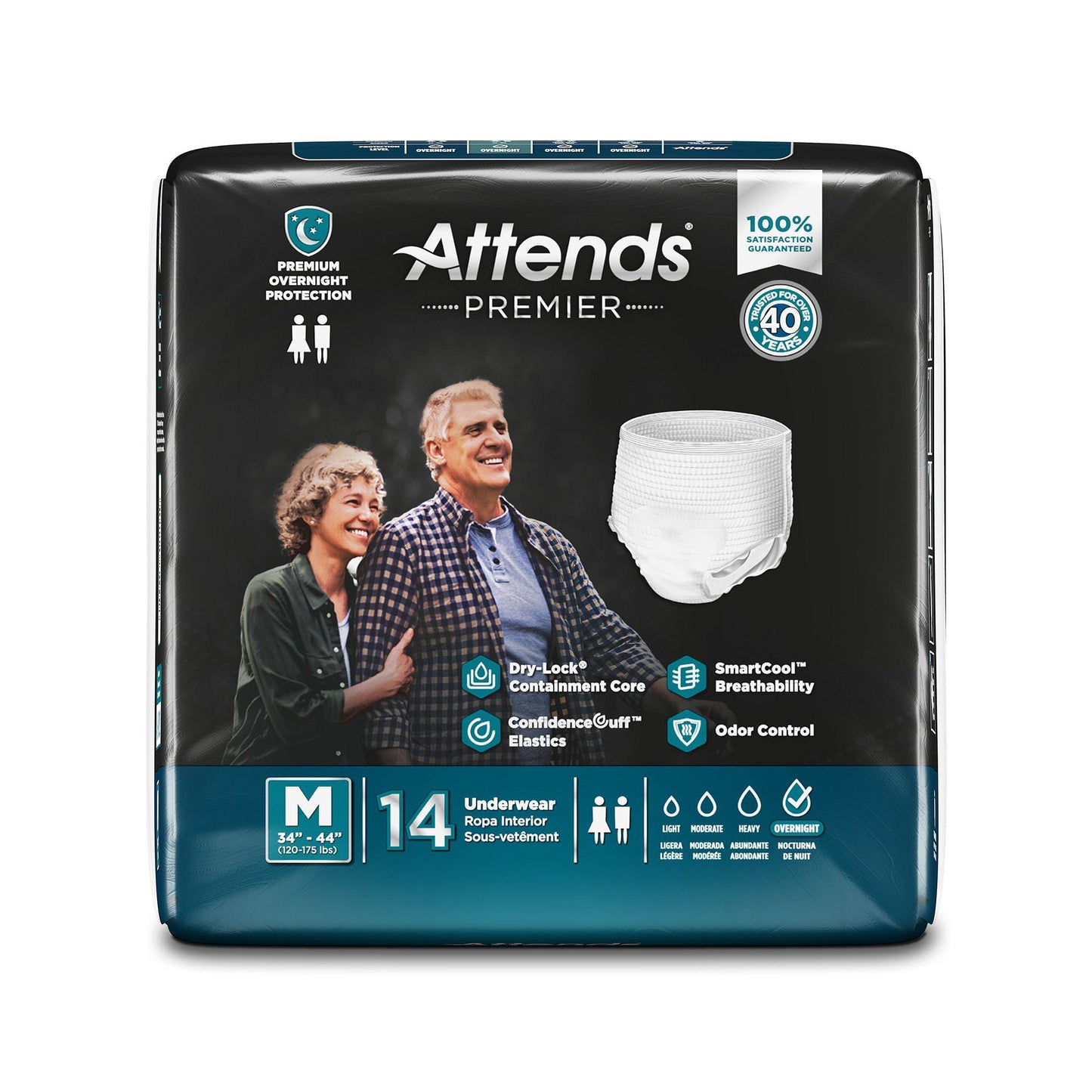 Attends® Premier Underwear, Heavy Absorbency, 34 to 44 Inch Waist/Hip