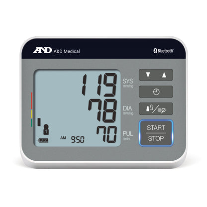 AND Home Automatic Digital Blood Pressure Monitor Arm Nylon Cuff 22 to 42 cm Desk Model