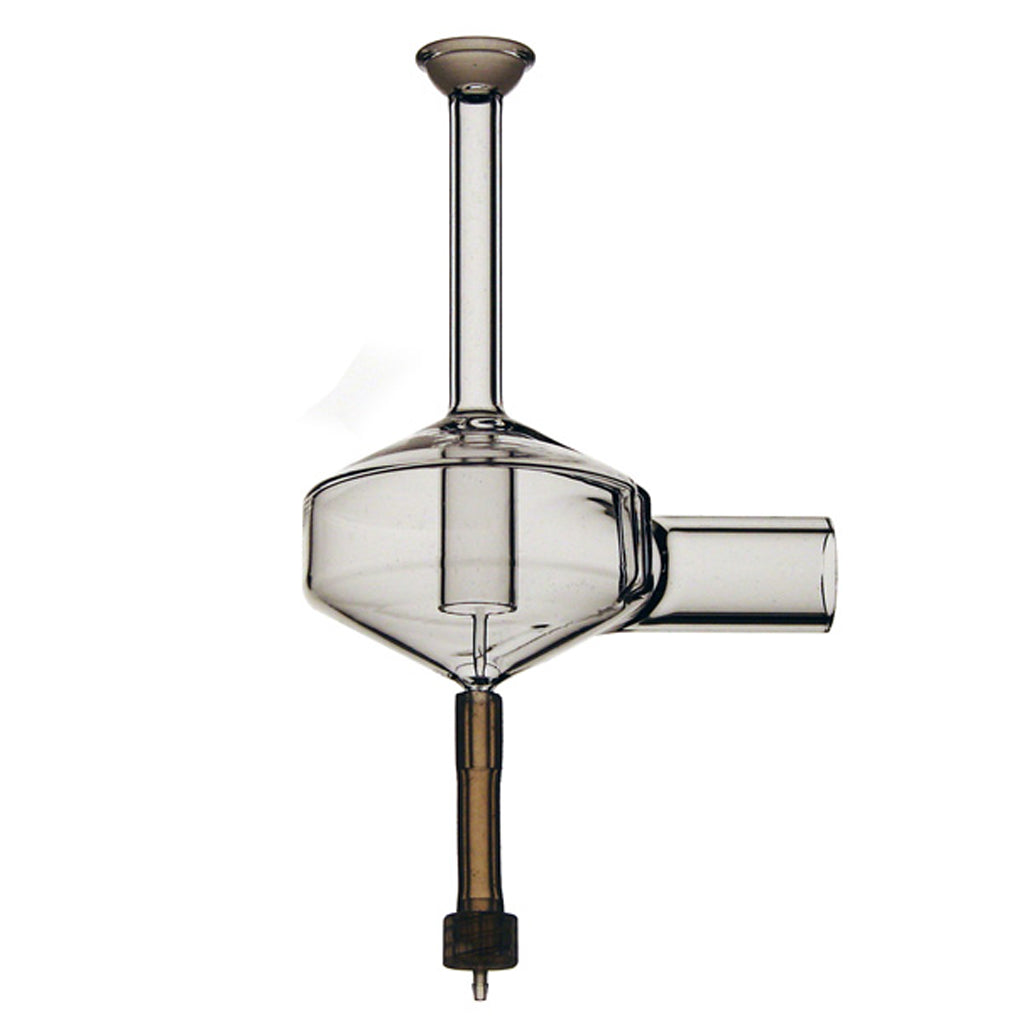 Cyclonic Spray Chamber, Radial, Long Neck w/ knockout tube, with Fittings - Alpha Resources part ARICP760 (replaces Teledyne Leeman 120-00475-1)
