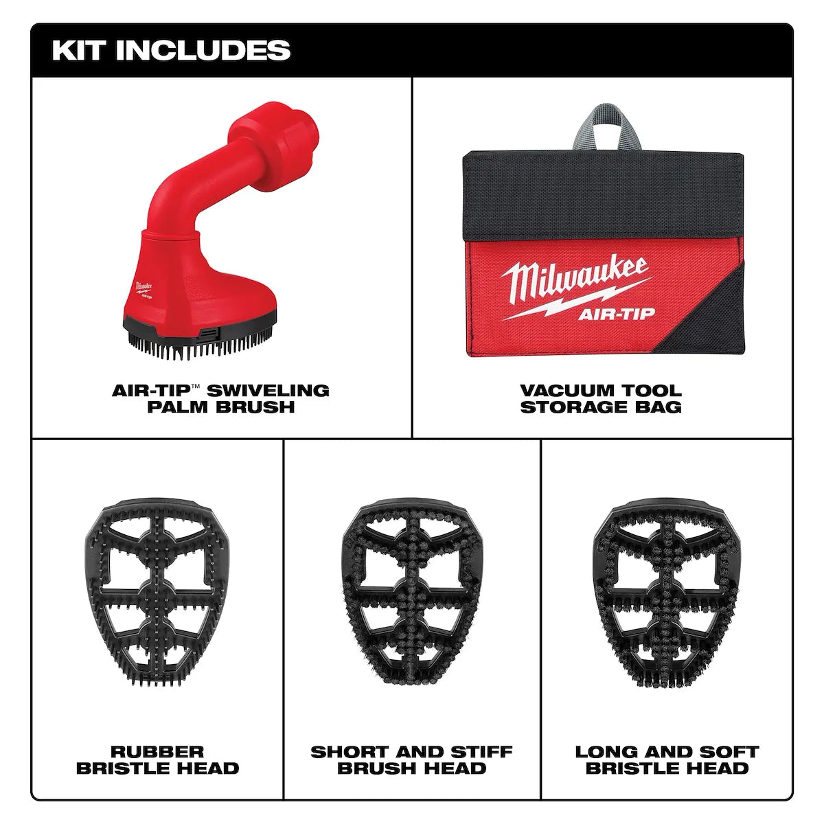Milwaukee AIR-TIP Swiveling Palm Brush 49-90-2020 | 4-Piece