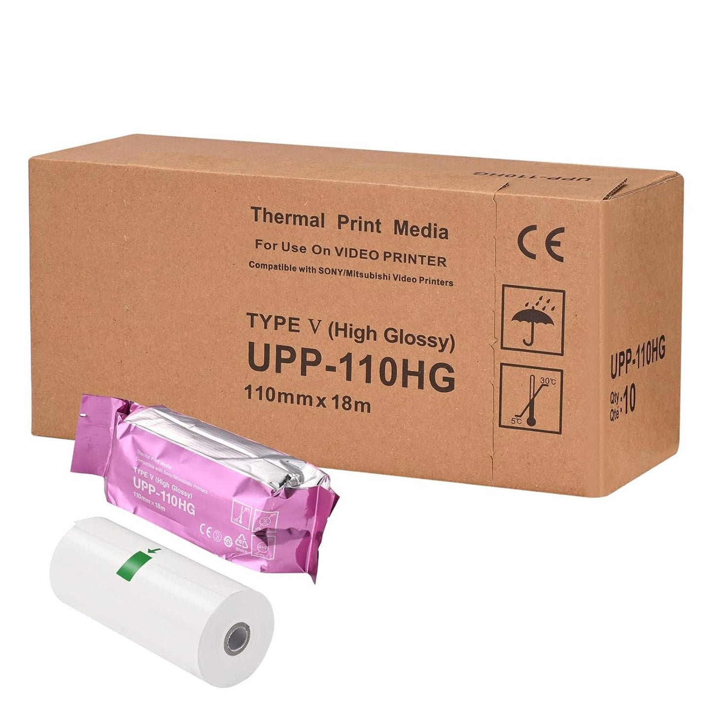 Sony Ultrasound Video Paper Roll Black and White High Gloss Without Grid