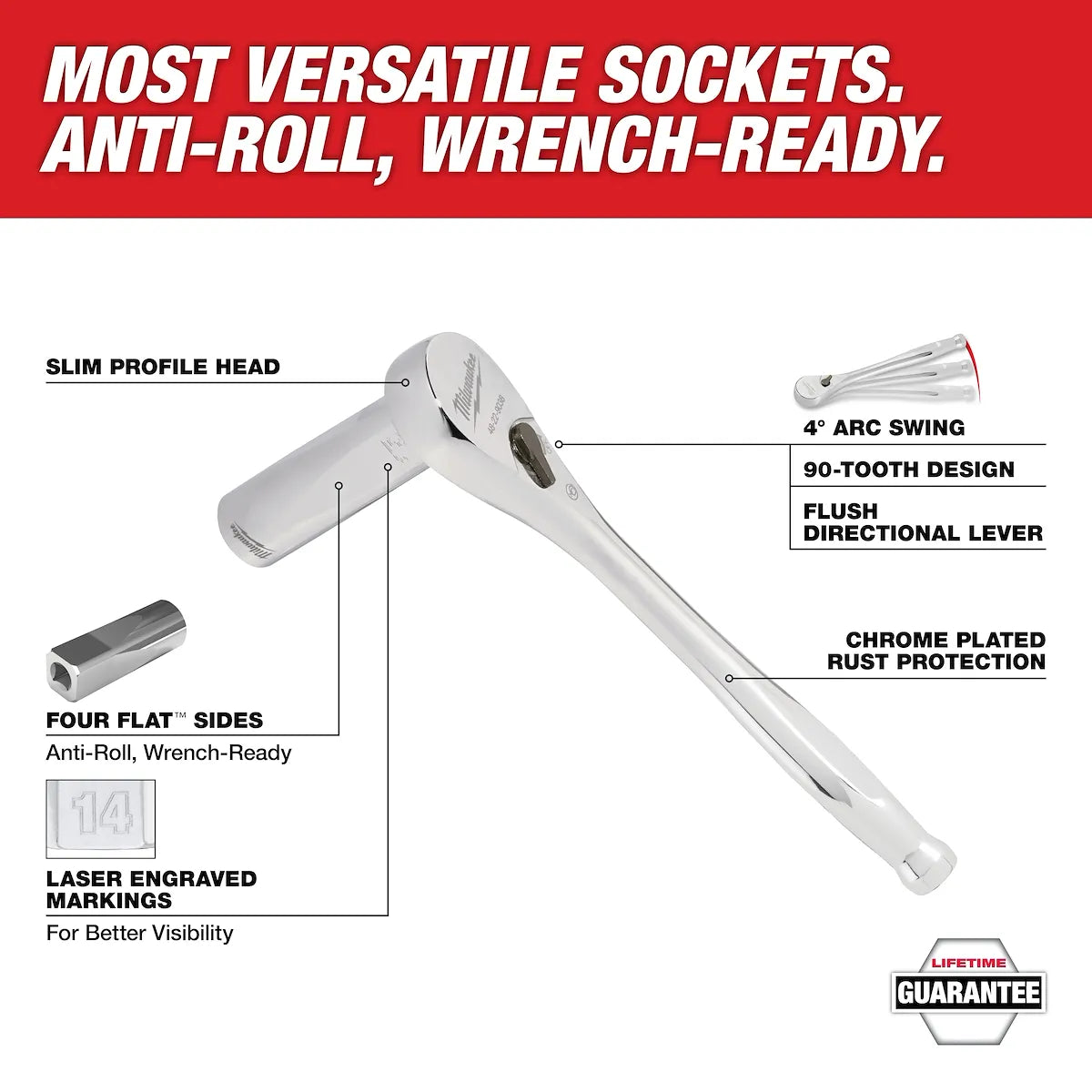 Milwaukee 47pc 1/2" Drive Ratchet & Socket Set with PACKOUT Low-Profile Organizer 48-22-9487 | 1/2 in Drive, 47-Piece