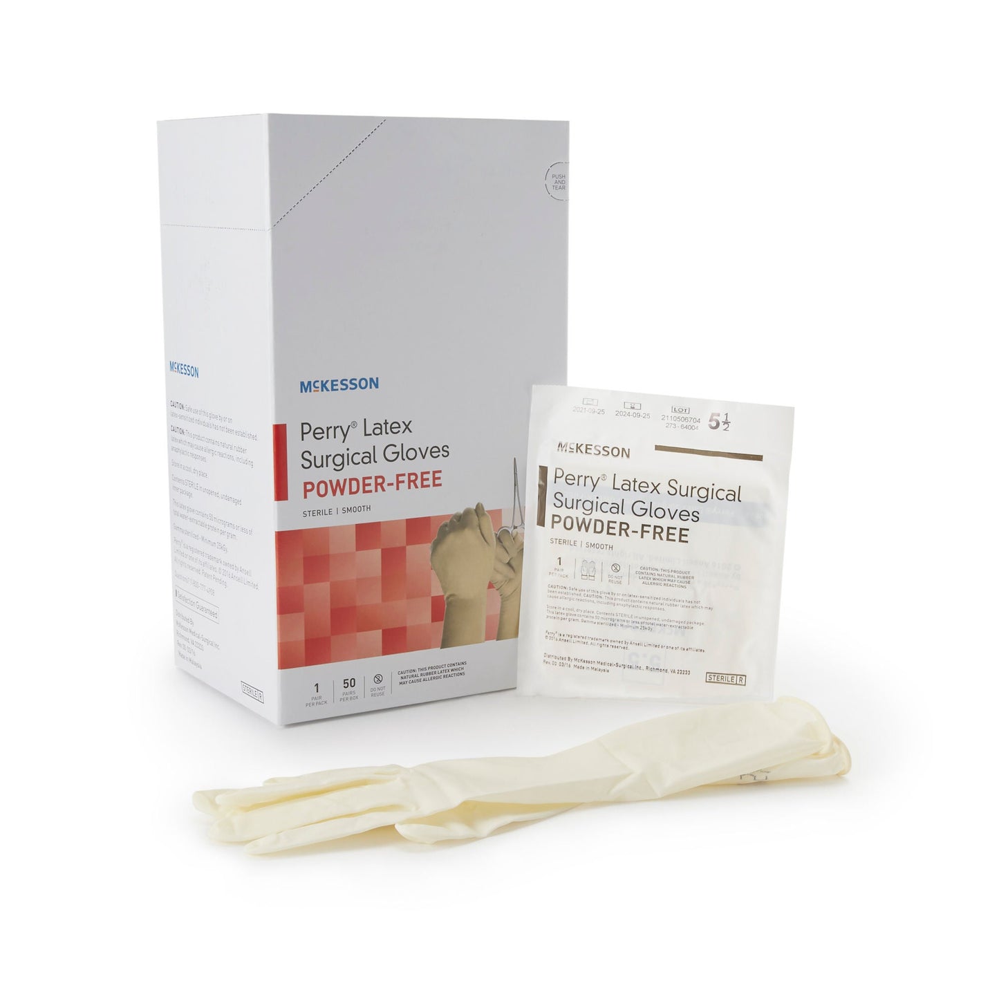 Sterile McKesson Perry® Latex Surgical Gloves, Cream