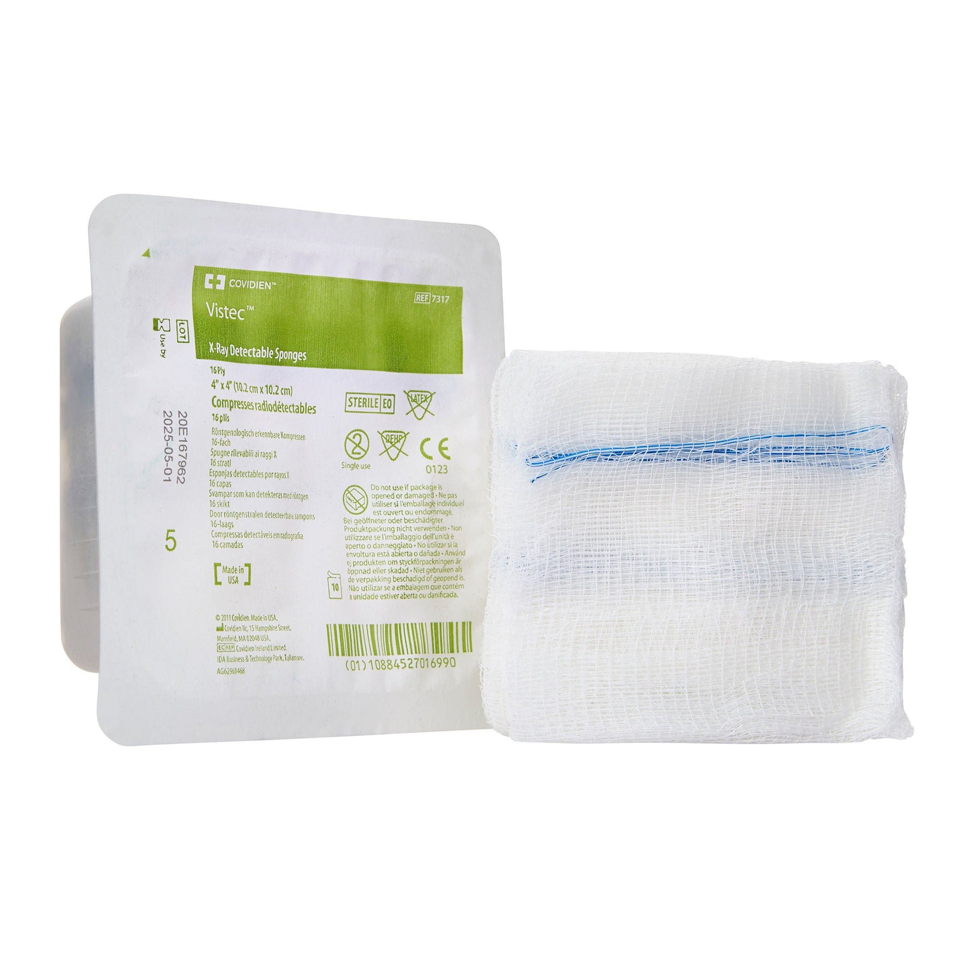 Visitec™ Sterile USP Type VII X-Ray Detectable Gauze Sponge, 16-Ply
