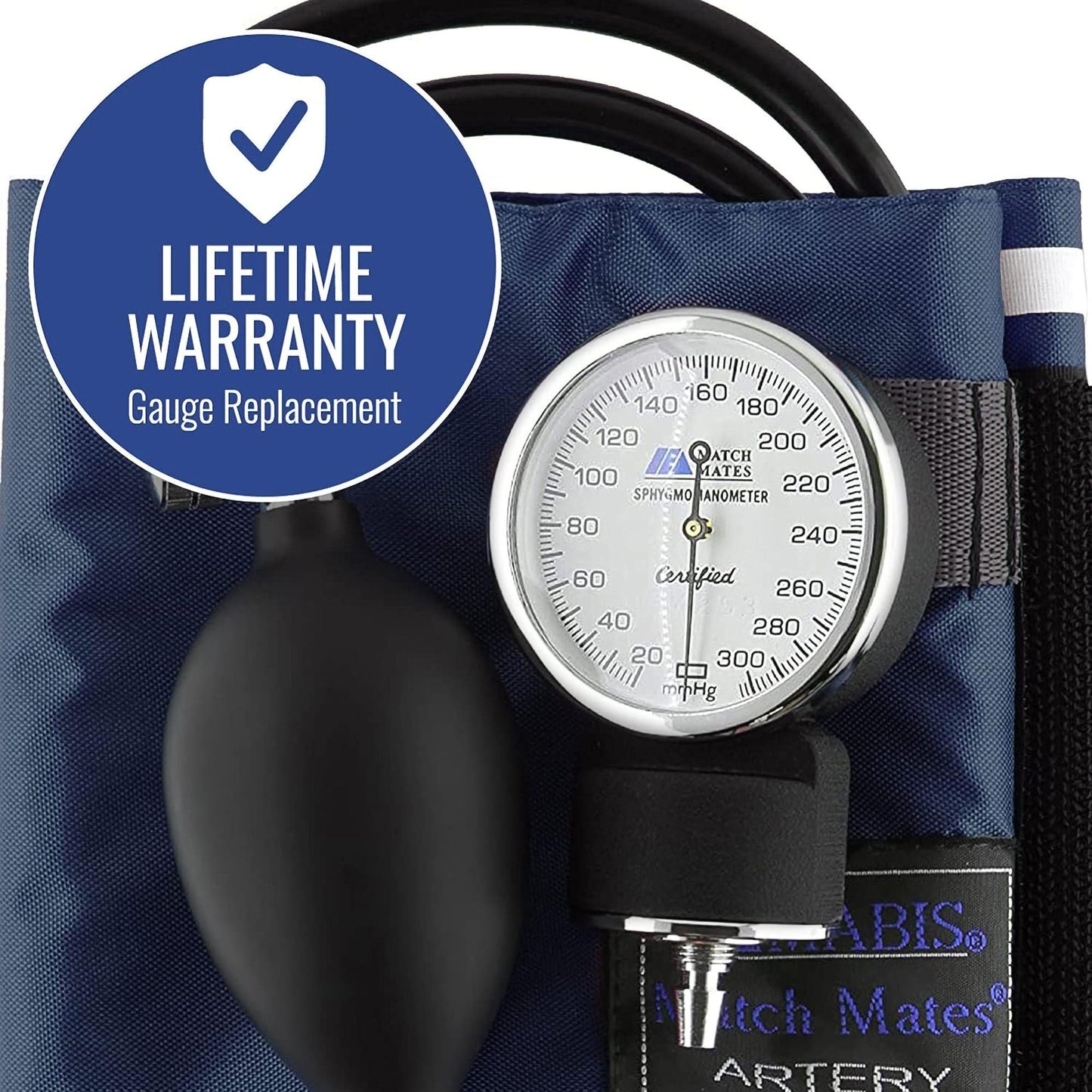 Mabis® Match Mates Manual Aneroid Sphygmomanometer with Cuff, Dark Blue