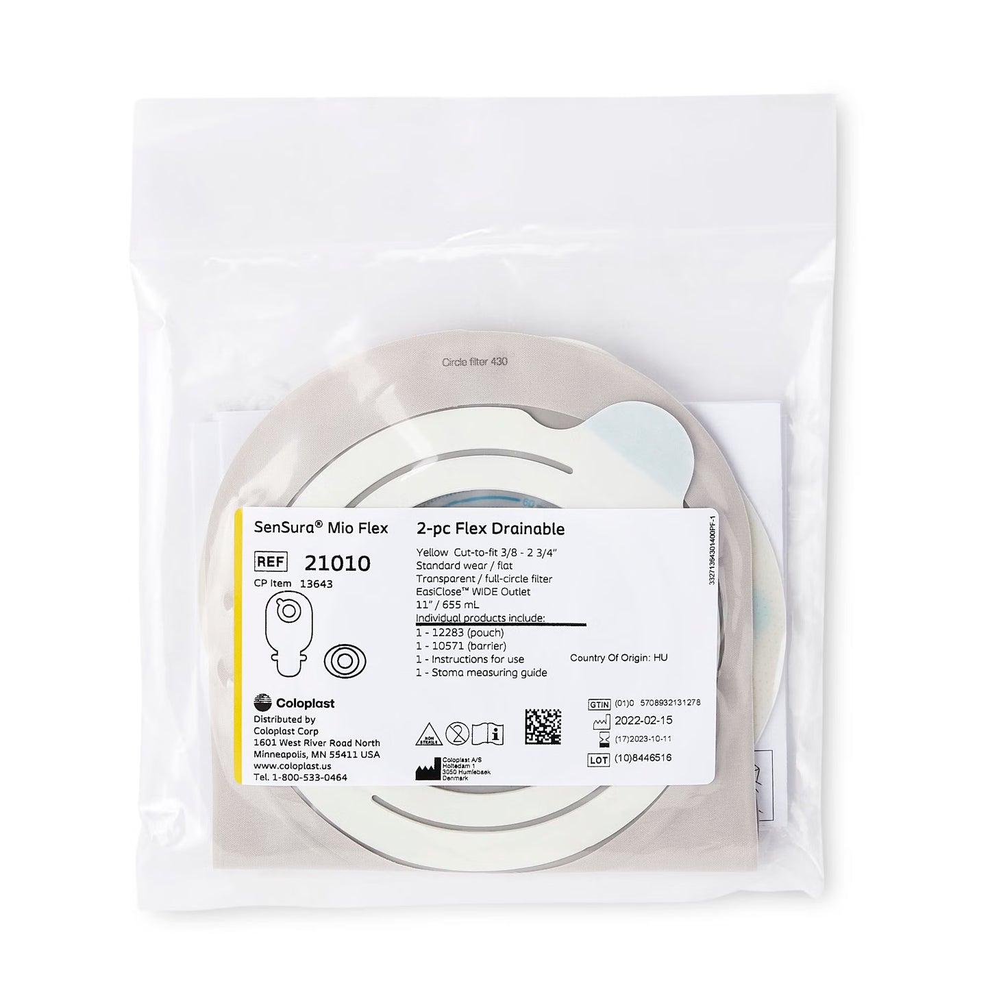 SenSura Mio Ostomy Pouch Two-Piece System Maxi Length Flat, Trim to Fit Stoma Drainable