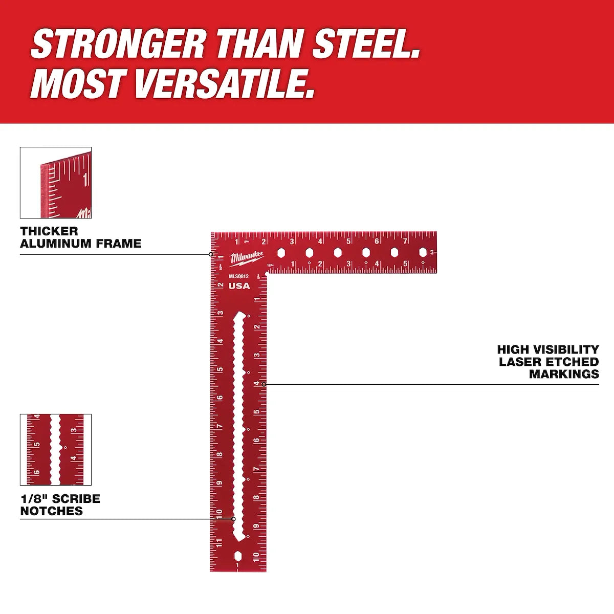 Milwaukee 8" x 12" Framing Square MLSQ812 | Aluminum