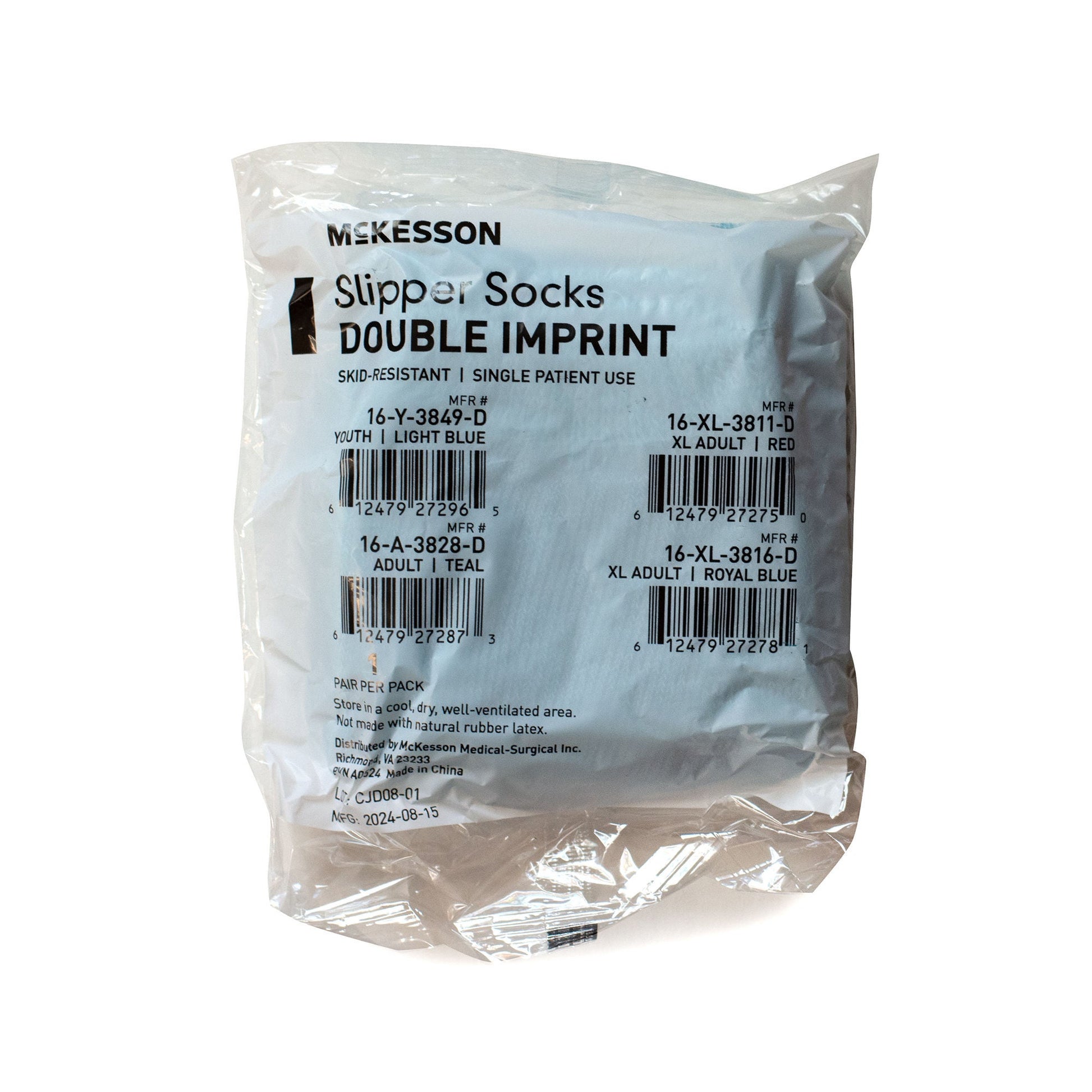 McKesson Slipper Socks, Double Tread, Adult, Teal