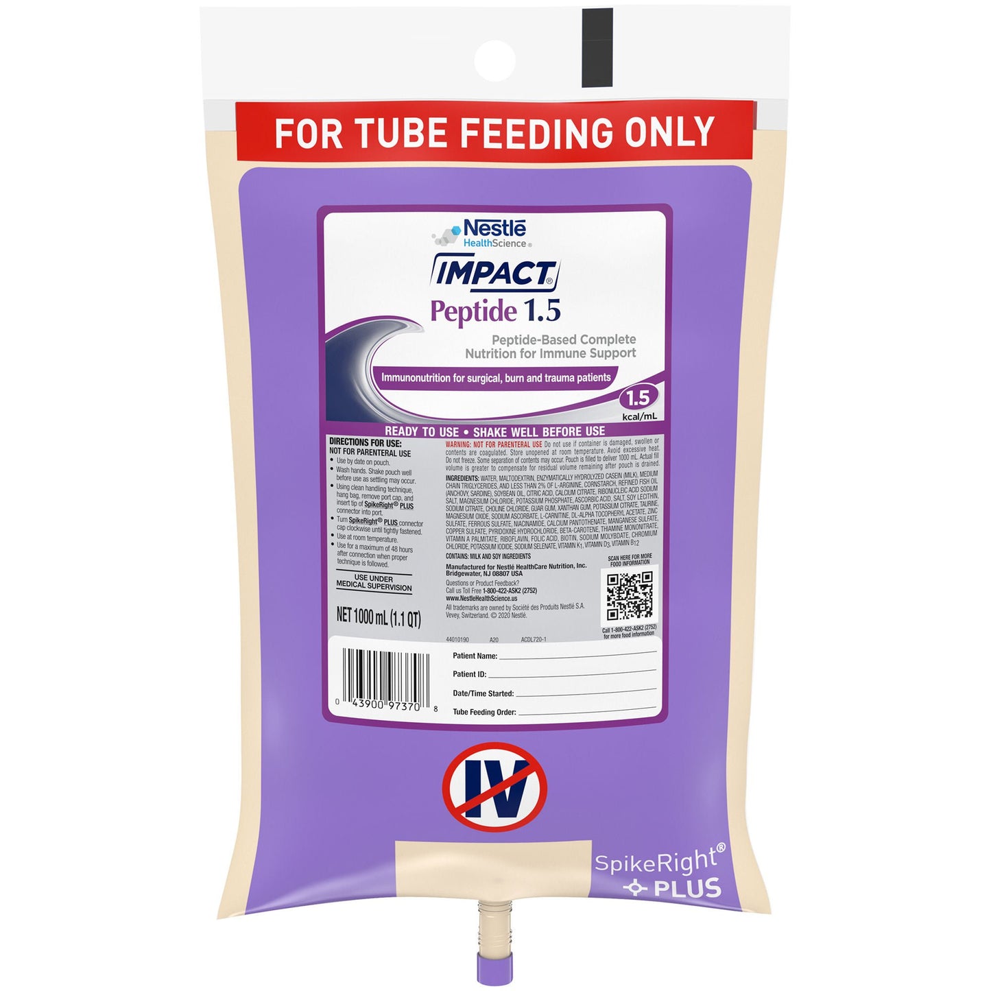Impact® Peptide 1.5 Tube Feeding Formula, Prefilled Container