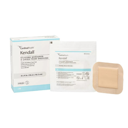 Kendall 5-Layer Foam Dressing With Border Film Backing Silicone Adhesive Square