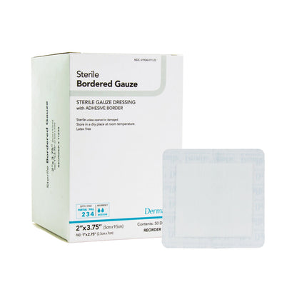 DermaRite Gauze Adhesive Dressing, White, Sterile, 2 x 3¾ inch