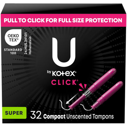 U by Kotex Click Tampon Super Absorbency Plastic Applicator Individually Wrapped