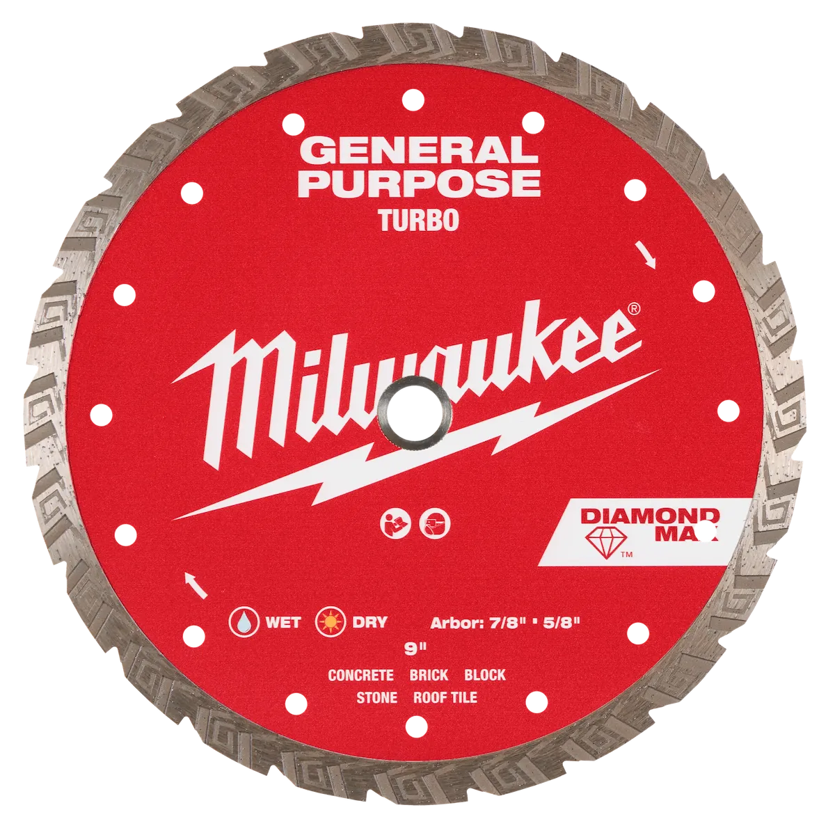 Milwaukee 9" DIAMOND MAX Turbo, General Purpose Diamond Blade 49-93-9109 | Diamond Coated