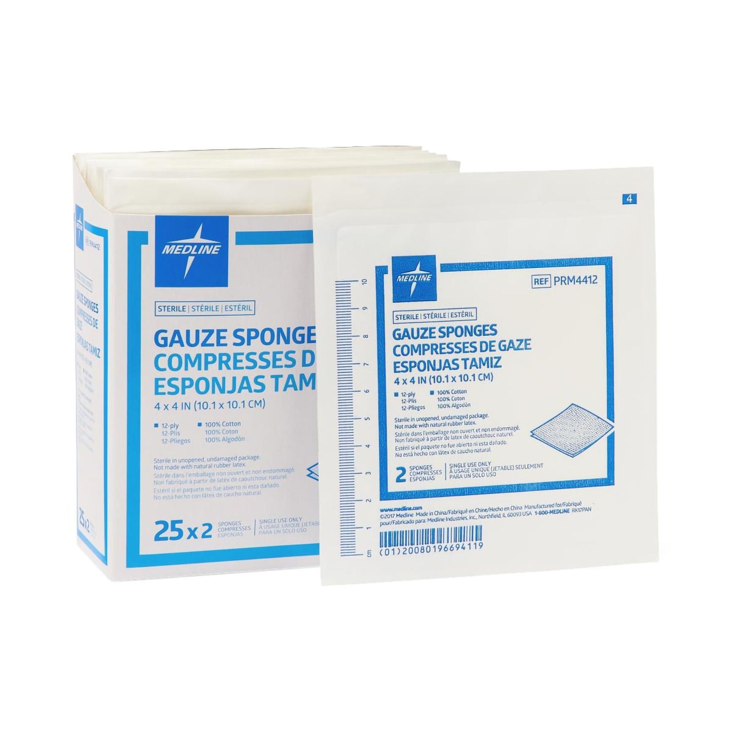 Medline Sterile Gauze Sponge, 12-Ply