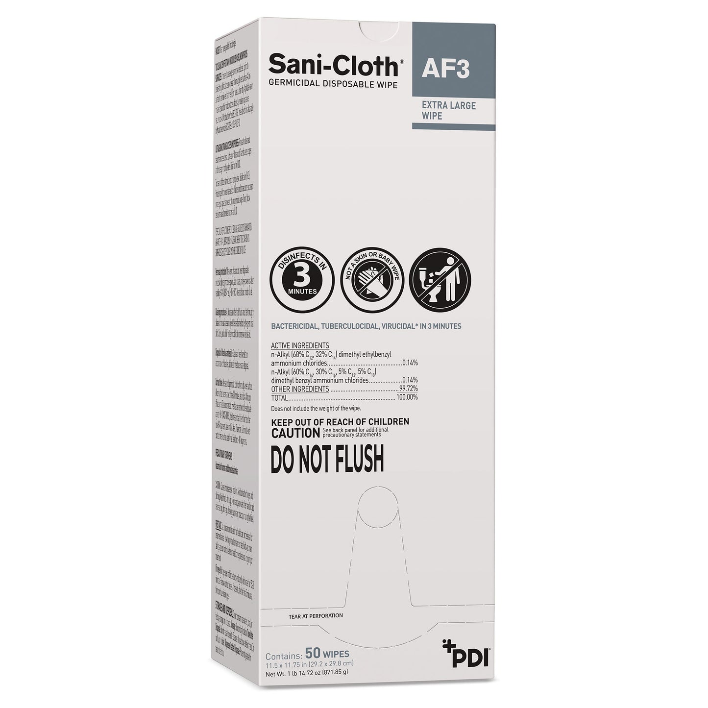 Sani-Cloth® AF3 Germicidal Disinfectant Wipes, 11.5 x 11.75 Inch