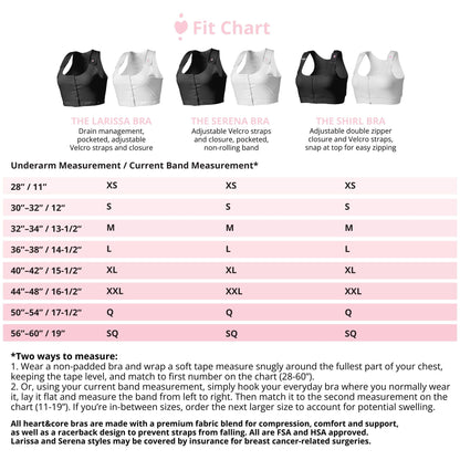 heart&core® Larissa Post-Surgical Bra with Drainage Bulb Holders, White, X-Large