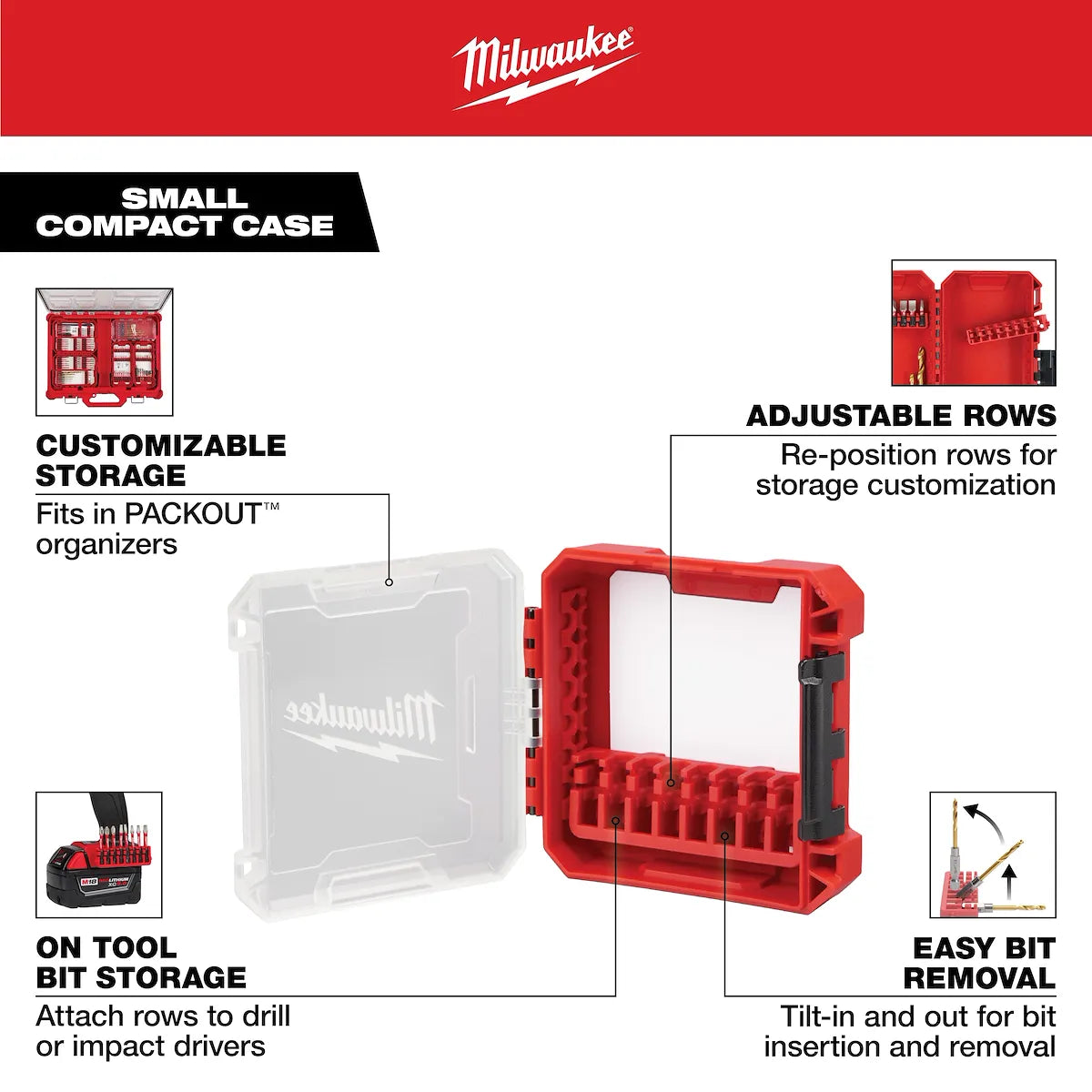 Milwaukee Customizable Small Compact Case for Impact Driver Accessories 48-32-9930 | Polypropylene