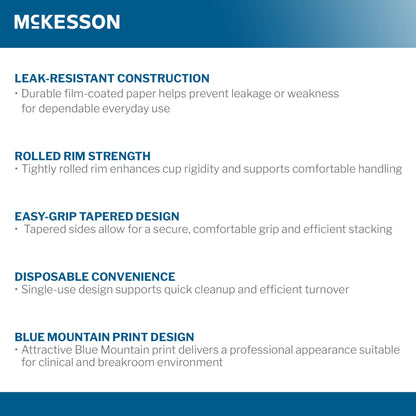 McKesson Paper Cup for Cold Beverages, Blue Mountain Print, Capacity