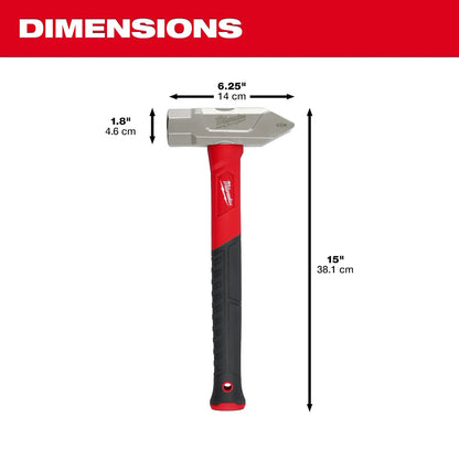 Milwaukee 4lb Fiberglass Cross Peen Hammer 48-22-9315 | Forged Steel