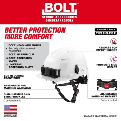 Milwaukee BOLT Red Front Brim Safety Helmet (USA) - Type 2, Class E 48-73-1329