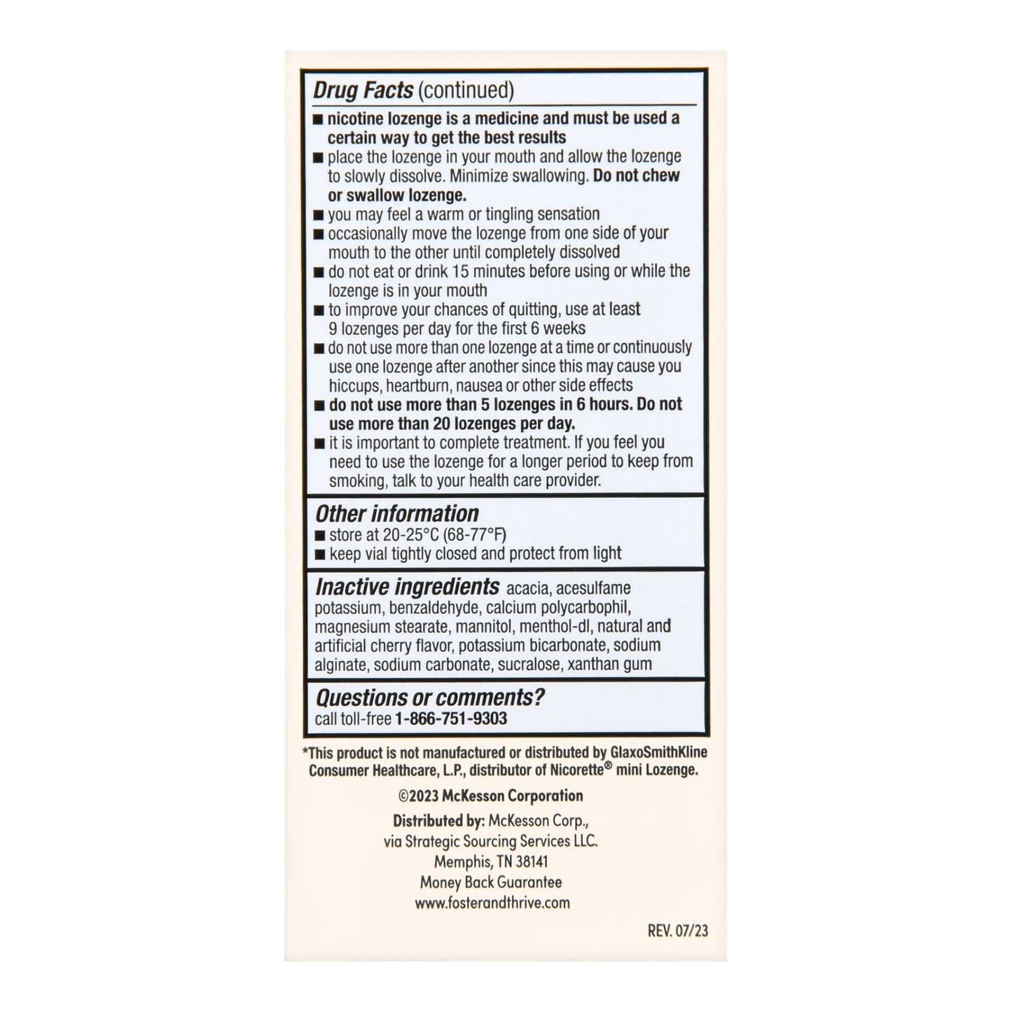 Foster & Thrive™ Mini Nicotine Polacrilex Lozenges 2 mg (Nicotine) Cherry Ice