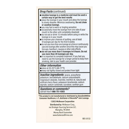 Foster & Thrive™ Mini Nicotine Polacrilex Lozenges 2 mg (Nicotine) Cherry Ice