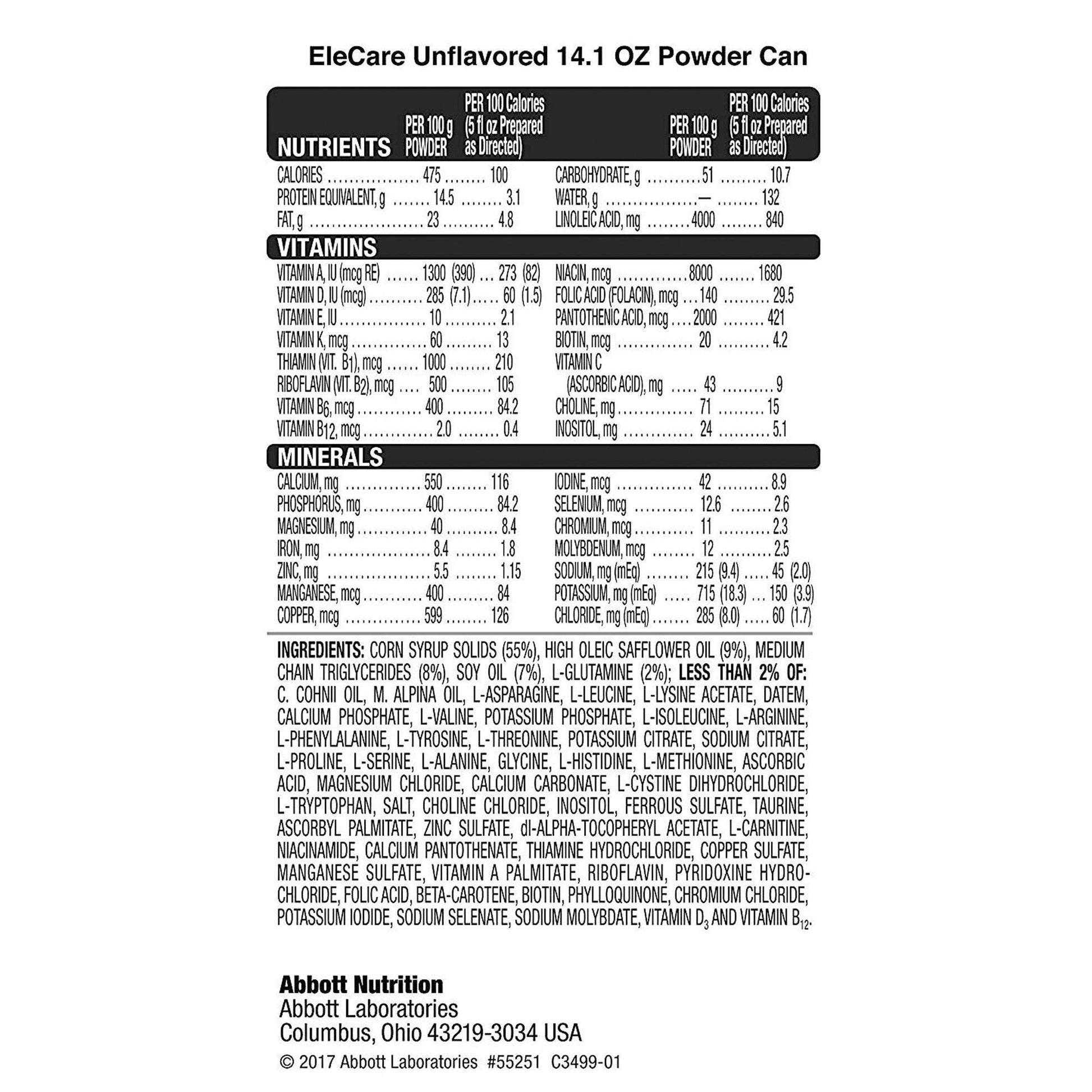EleCare® with Iron Powder Infant Formula, can
