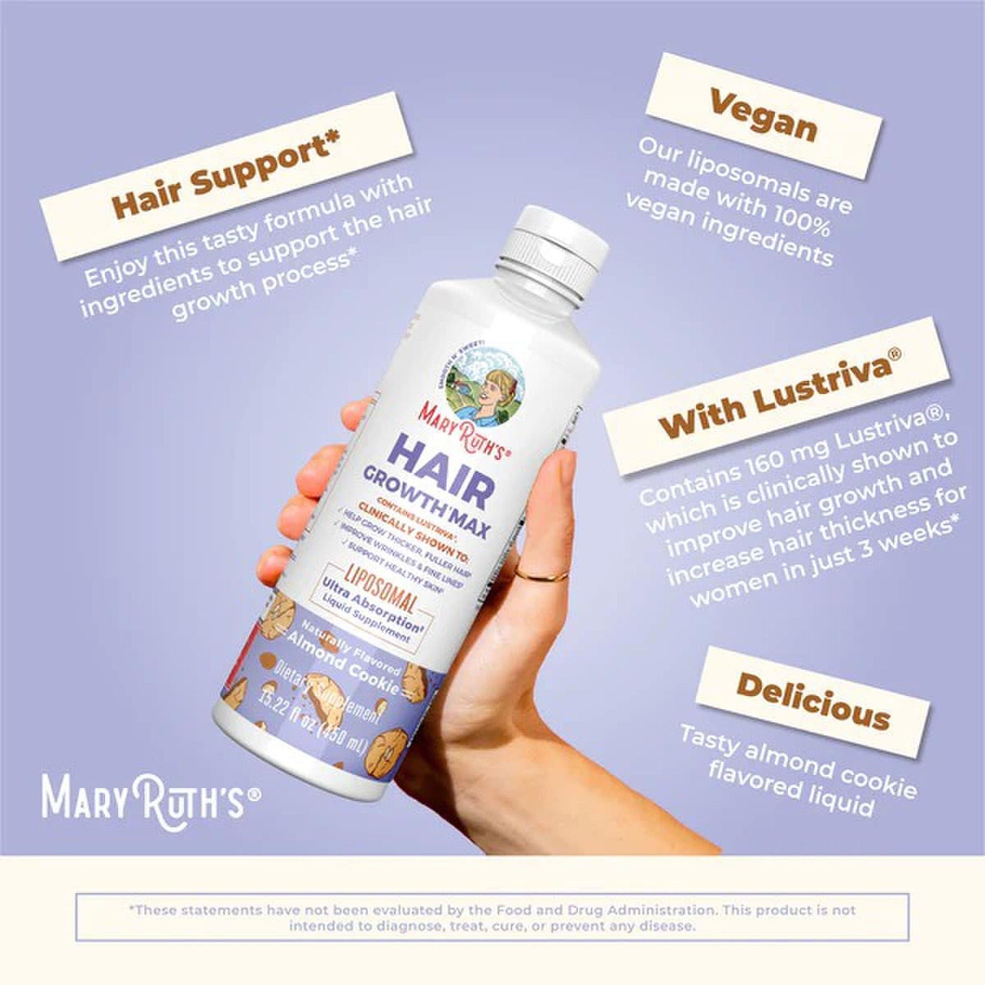 Mary Ruth's® Hair Growth Max Liposomal, Almond Cookie Flavor