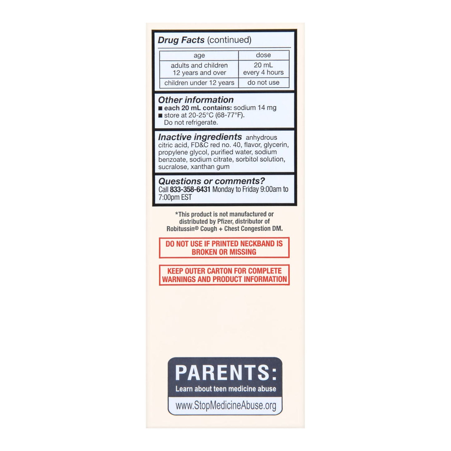 Foster & Thrive™ Adult Tussin DM Liquid, Raspberry Flavor