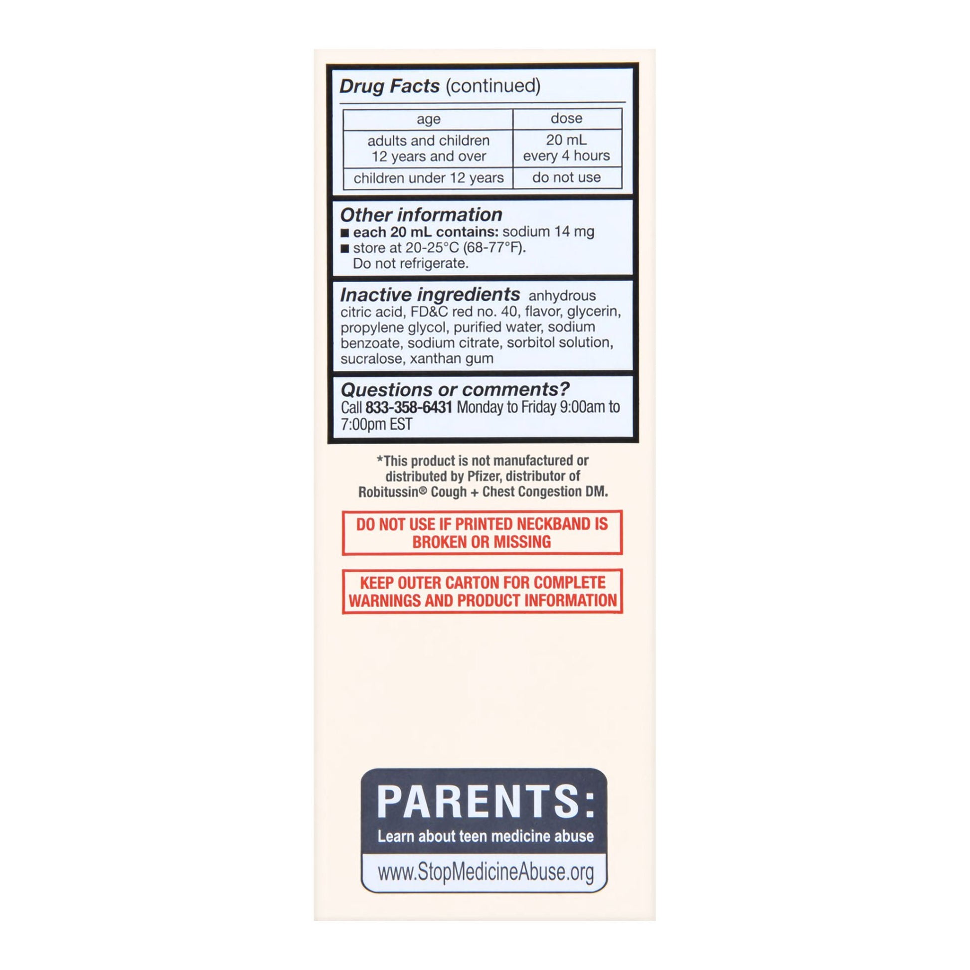 Foster & Thrive™ Adult Tussin DM Liquid, Raspberry Flavor