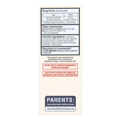 Foster & Thrive™ Adult Tussin DM Liquid, Raspberry Flavor