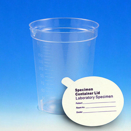 Specimen Containers, 6.5 oz, Pour Spout, Graduated PS with Paper Lid — 25/Pack, 500/Case | Globe Scientific