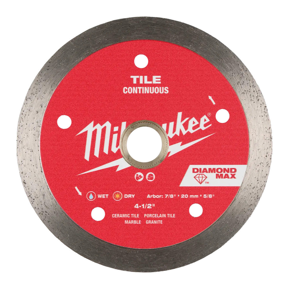 Milwaukee 4-1/2" DIAMOND MAX Continuous, Tile Diamond Blade 49-93-9204 | Diamond Coated