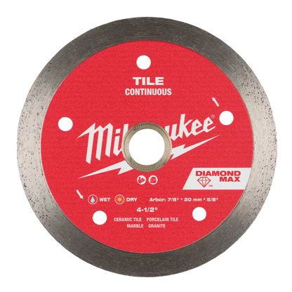 Milwaukee 4-1/2" DIAMOND MAX Continuous, Tile Diamond Blade 49-93-9204 | Diamond Coated