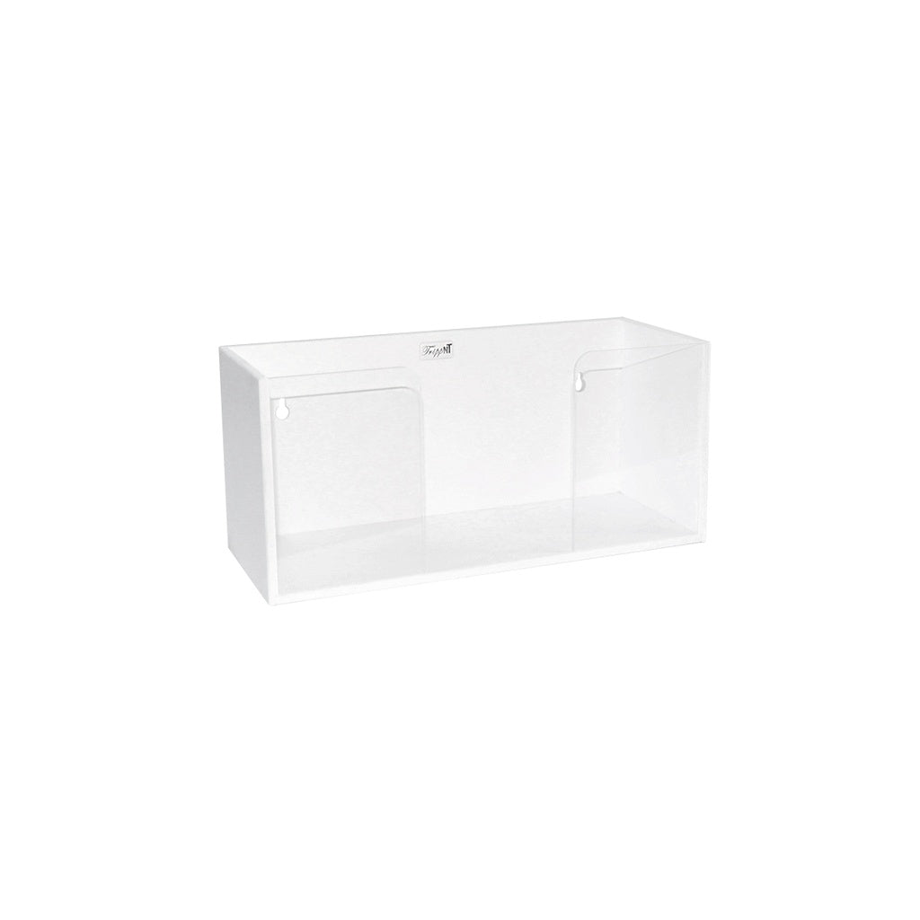 TrippNT 50026 — primary hero, single glove box holder with clear acrylic front — white PVC top-load keyhole wall mount