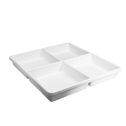 TrippNT 50031 Large 4 Compartment Drawer Organizer - White Styrene Tray Top View