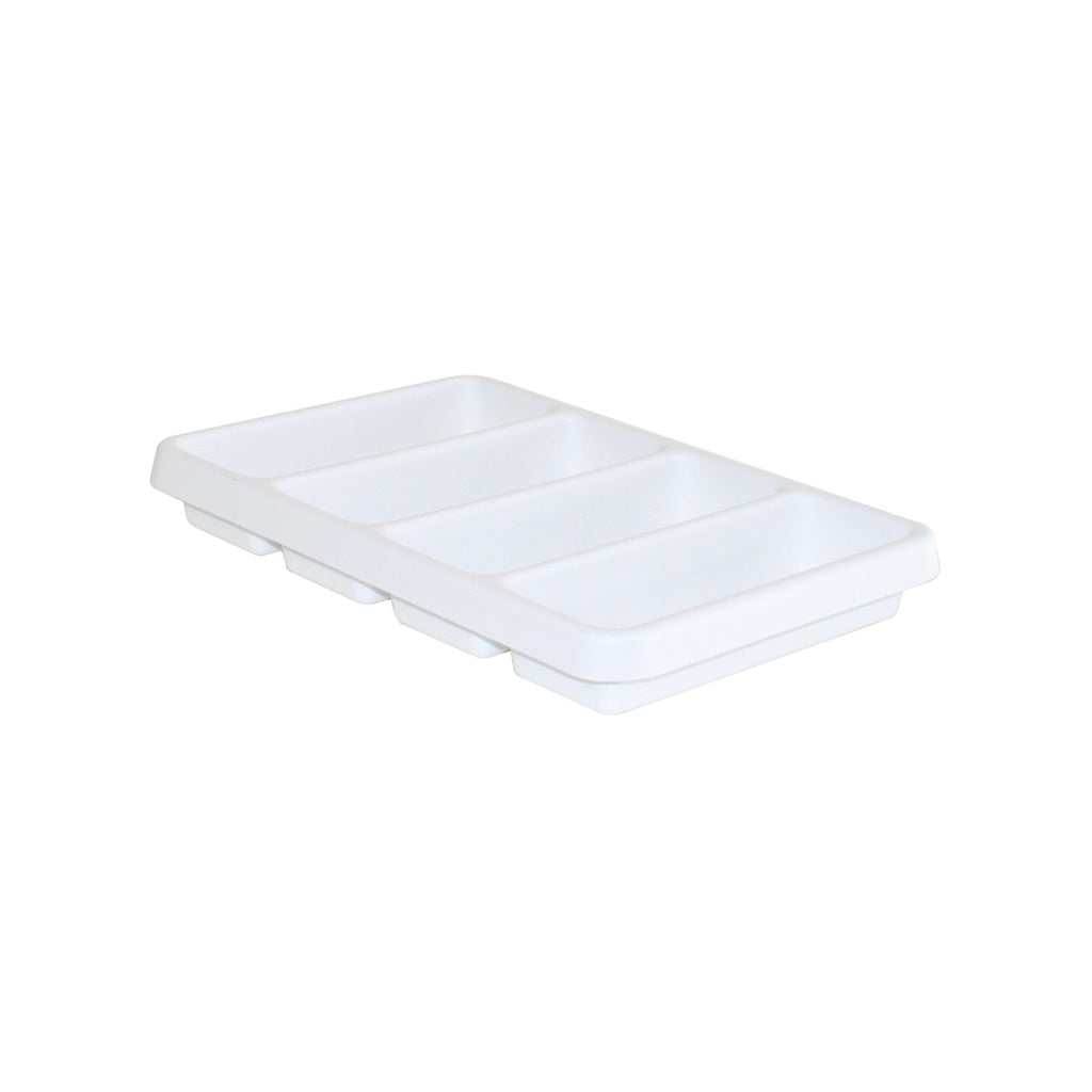 TrippNT 50040 Shallow 4 Slot Drawer Organizer White Styrene Front View