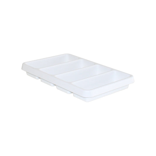 TrippNT 50040 Shallow 4 Slot Drawer Organizer White Styrene Front View