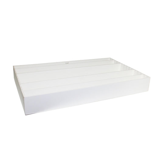 TrippNT 50069 Pipette Storage Box Drawer Organizer 5 Dividers - White PVC Top View