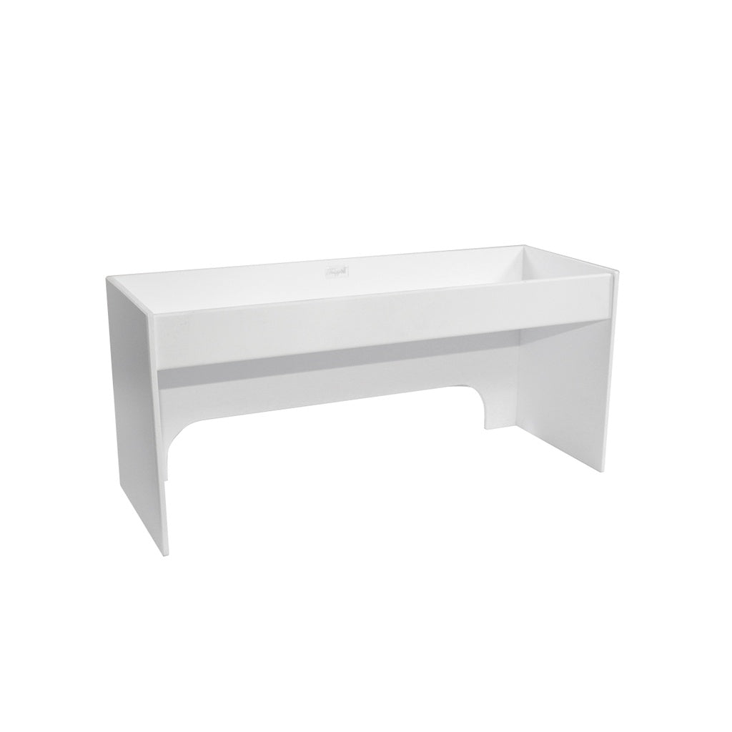 TrippNT 50078 — primary hero view, white PVC bottomless 18-inch benchtop riser