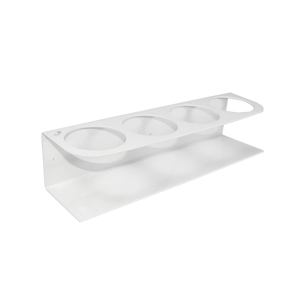 TrippNT 50189 — primary hero, white ABS quadruple bottle holder 1000mL — 4 collar slots anti-tip keyhole mount