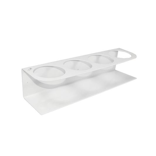 TrippNT 50189 — primary hero, white ABS quadruple bottle holder 1000mL — 4 collar slots anti-tip keyhole mount