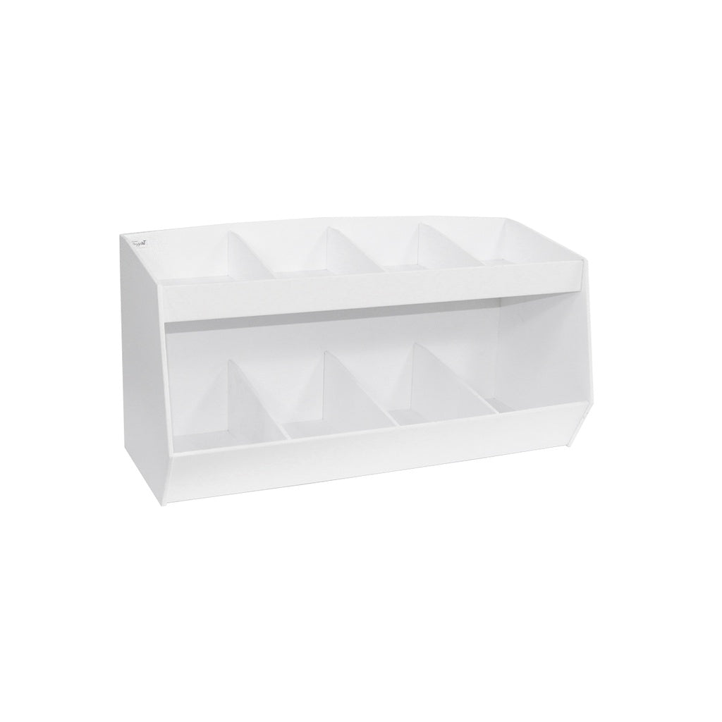 TrippNT 50339 Lab Storage Bin 8 Compartments - Three Tiered Shelves Front View
