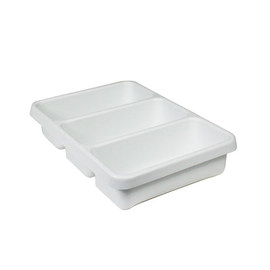 TrippNT 50399 3 Pocket Drawer Organizer - Three Deep Columns White Styrene Top View